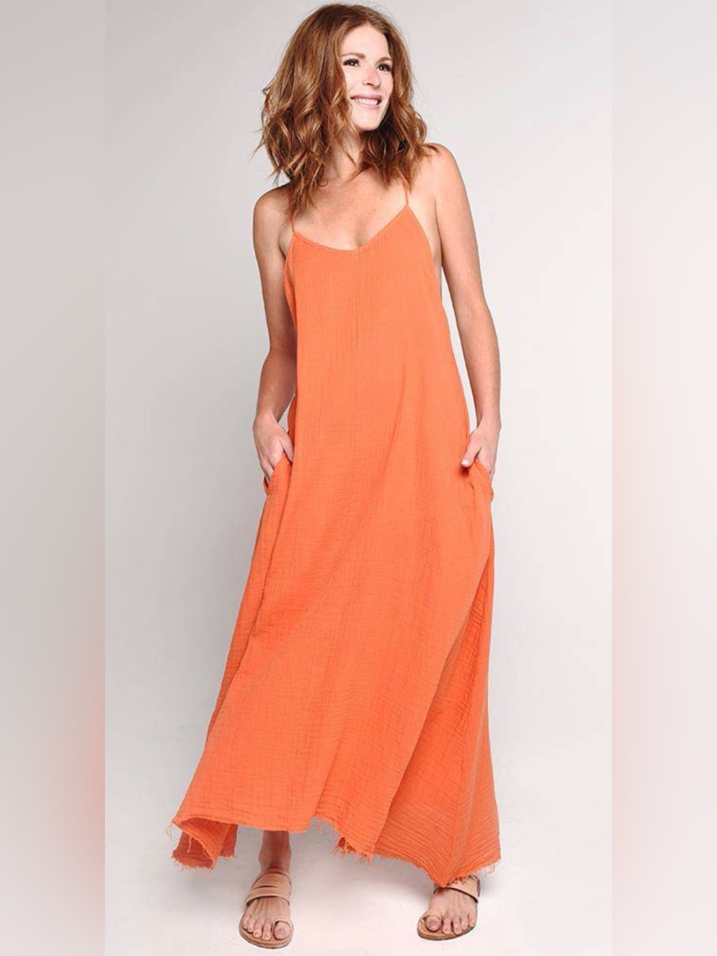 Nwt Stark X Anthropologie Orange Maxi Dress